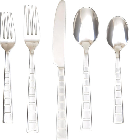 Cambridge Silversmiths Mosaic Sand 20-Piece Flatware Silverware Set, Stainless Steel, Service for 4, Includes Forks/Spoons/Knives