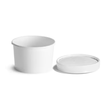 Victoria Bay Food Container Base & Lid Combo With Flat Lid 8-10 OZ Paperboard White Round 250/Case