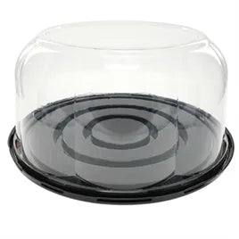 RoseDome Cake Container & Lid Combo With Dome Lid 9X5.25 IN RPET Clear Black Round 40/Case